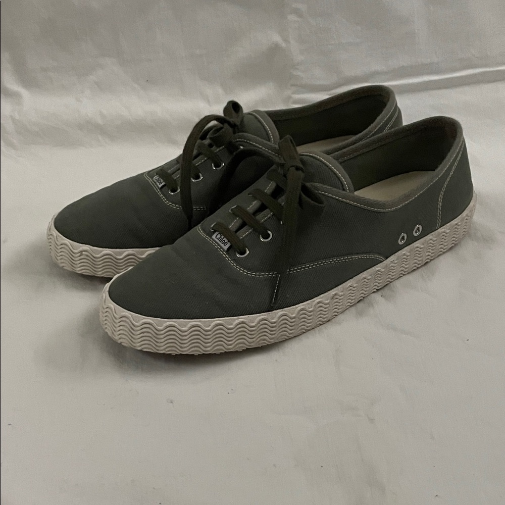 Chloe Low-Top Robyn Canvas Sneakers - SZ 10- Green